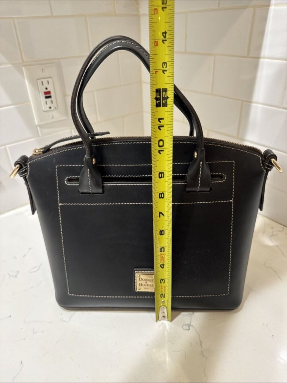 As Is Dooney and Bourke Black Leather Satchel Bag Tote - Picture 9 of 16
